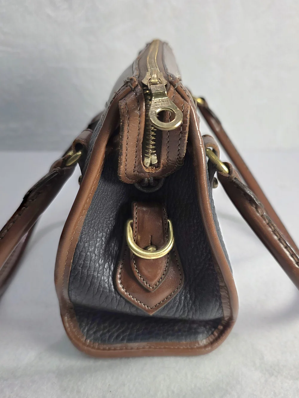 Vintage Dooney & Bourke All Weather Leather Satchel Black Pebbled Leather